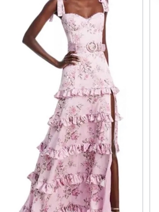 V. Chapman Dresses & Skirts - V. Chapman Pink Floral Ruffled Wedding Dress
